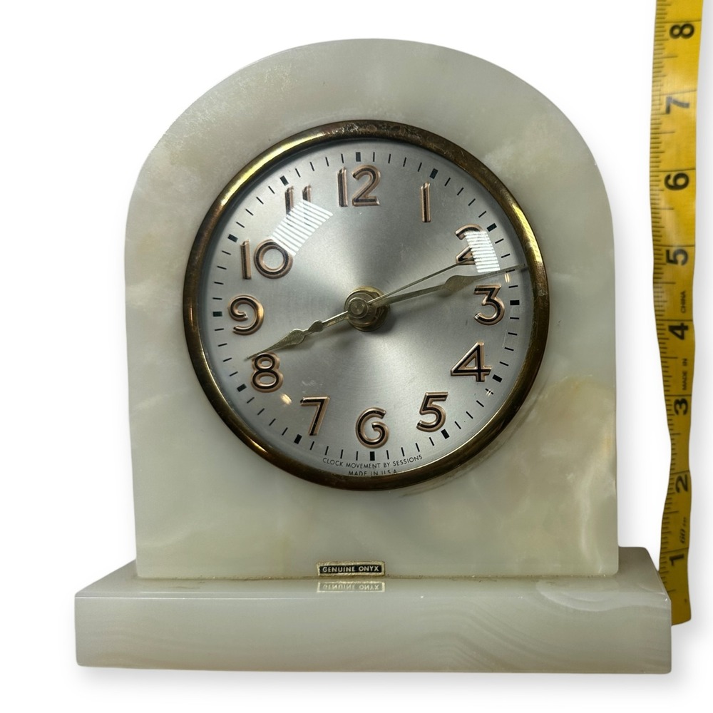Vintage Made in USA Onyx Mantel Clock Movement by Sessions 7" Working - Picture 7 of 8